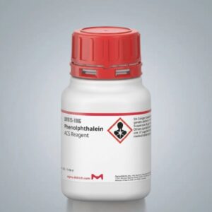 Front view of Kimyai Iodine Trichloride Chemical product bottle with red cap and phenolphthalein ACS reagent label on white container